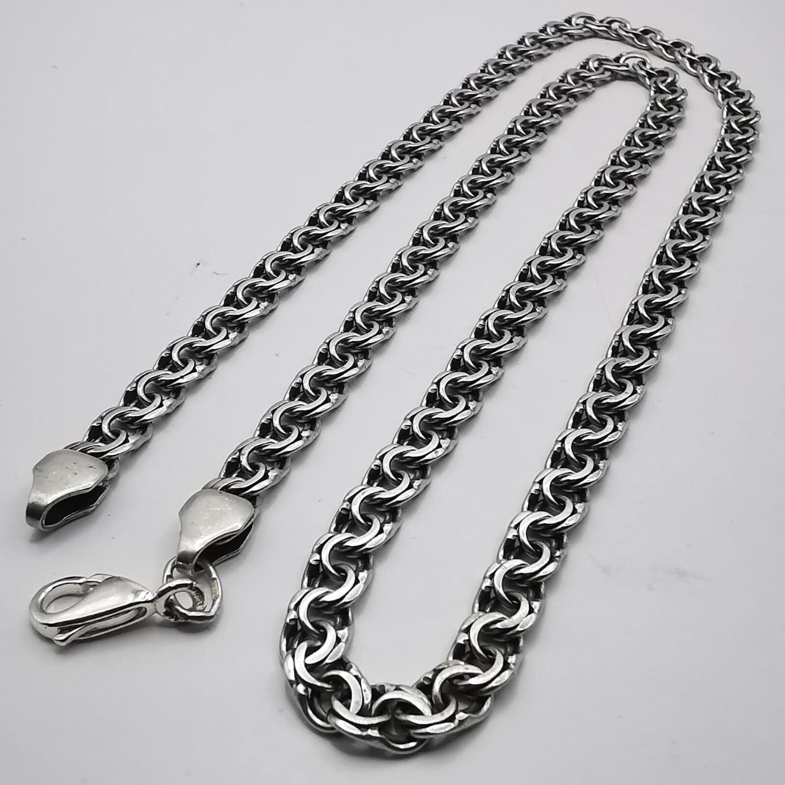 Vintage Unusual 925 Sterling Silver Chain Necklace, Signed Vintage Unusual 925 Sterling Silver Chain Necklace, Signed