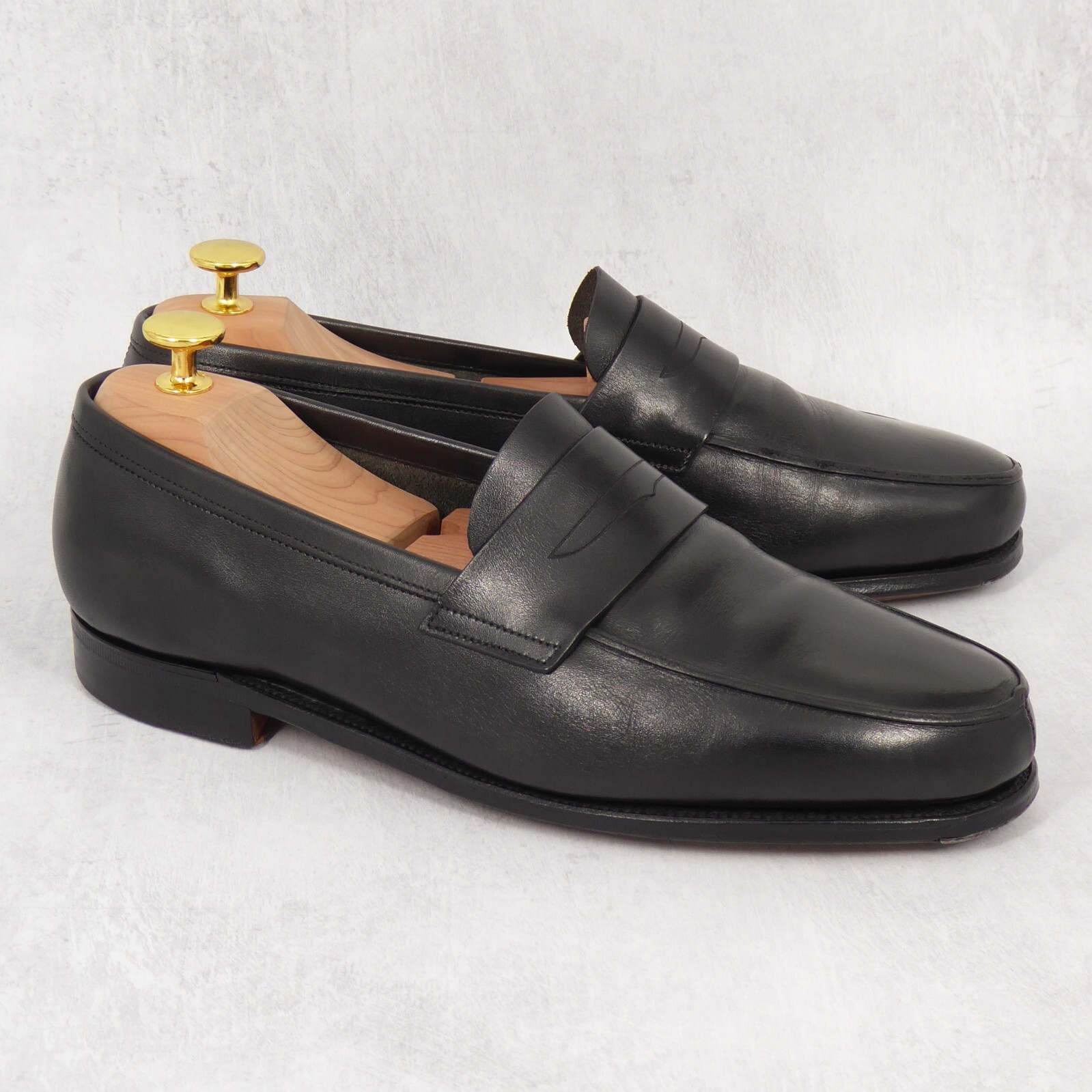 UK 7 E - John Lobb Finedon Black Museum Calf Unlined Penny