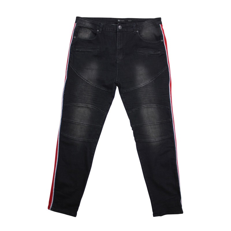 black jeans with red stripe mens