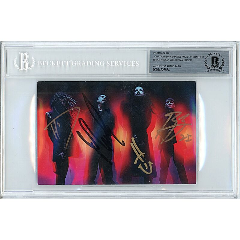 Korn Signed CD Requiem Art Card Auto Beckett Jonathan Davis Head Munky Autograph