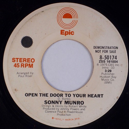 Sonny Munro Open The Door To Your Heart Epic Northern Soul 7 45