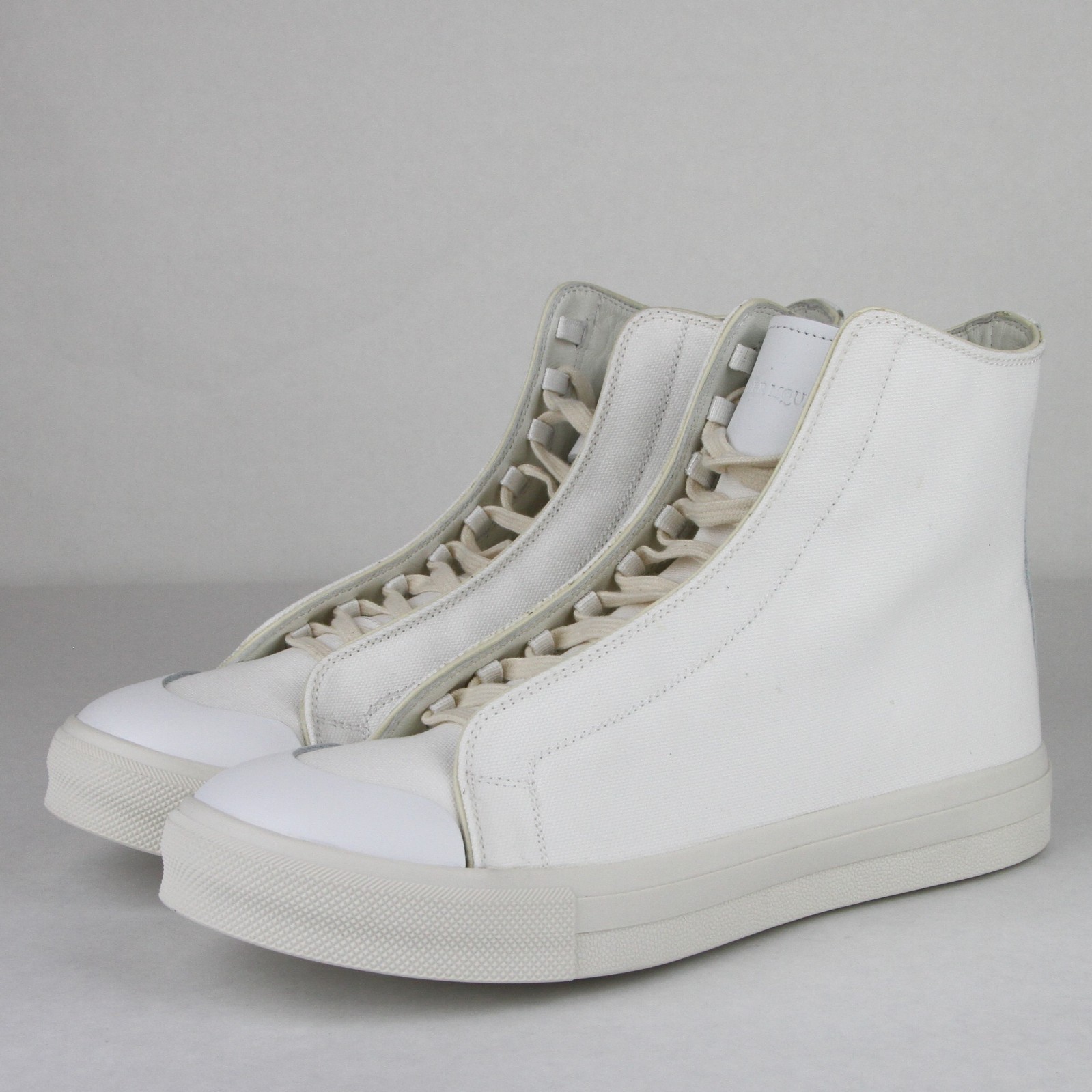 Pre-owned Alexander Mcqueen $480  Men's White/ivory Canvas Hi Top Sneaker 457297 9026