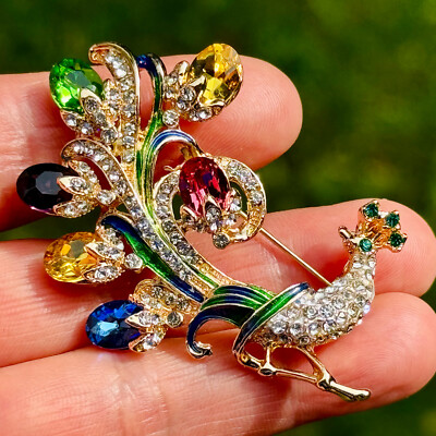Peacock Brooch Multi Color Peacock Pin Rhinestone Peacock Brooch Pin Jewelry