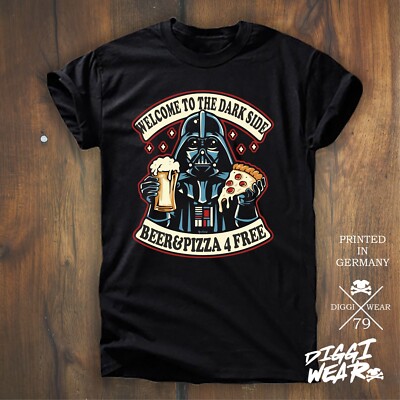 WELCOME TO THE DARK SIDE BEER & PIZZA STAR WARS DARTH VADER FUN FILM SHIRT S-5XL