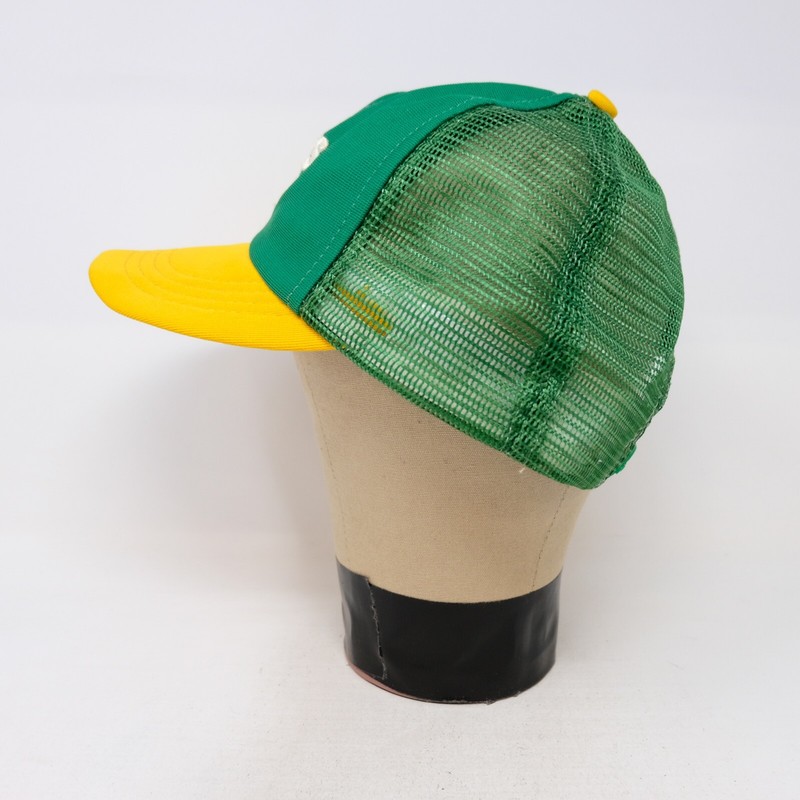 帽子 80s 90s OLD vintage tracker CAP mustard Vintage 80s Full Mesh Green Trucker Hat - Blank, Deadstock