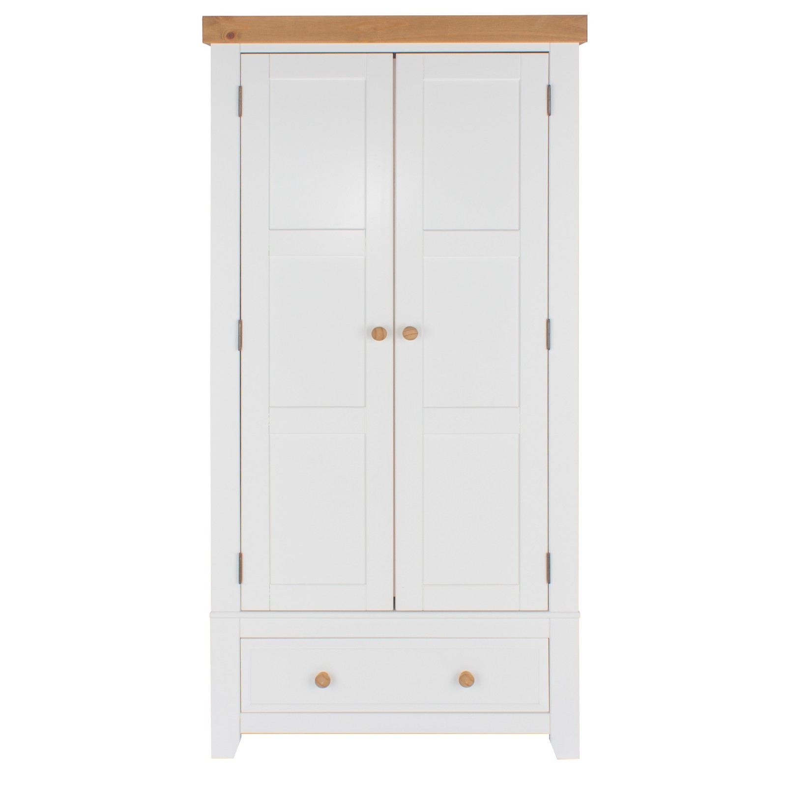Avalon 2 Door Wardrobe With 1 Drawer Solid Wood White Painted And
