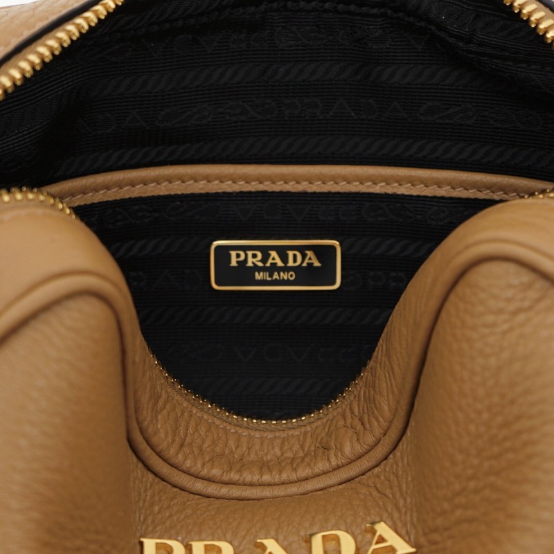Prada Crossbody Camera Bag Guitar Strap Caramel Leather 1BH096 New
