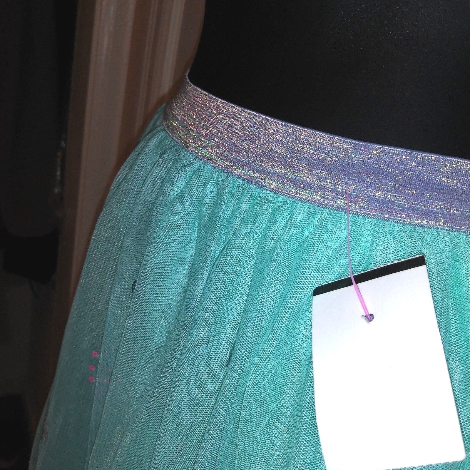 Girls' M (7/8) Tulle Midi Skirt with Sequins Cat & Jack Aqua Blue NEW
