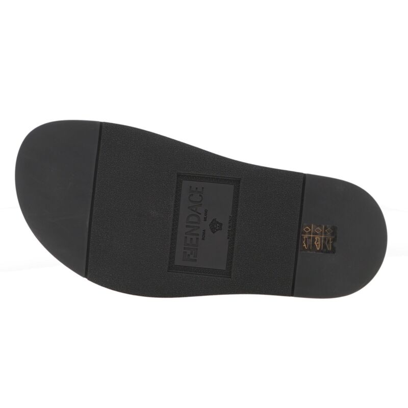 Pre-owned Fendi Fendace Men Slides Black Rubber 8x8340 Size 9 Us