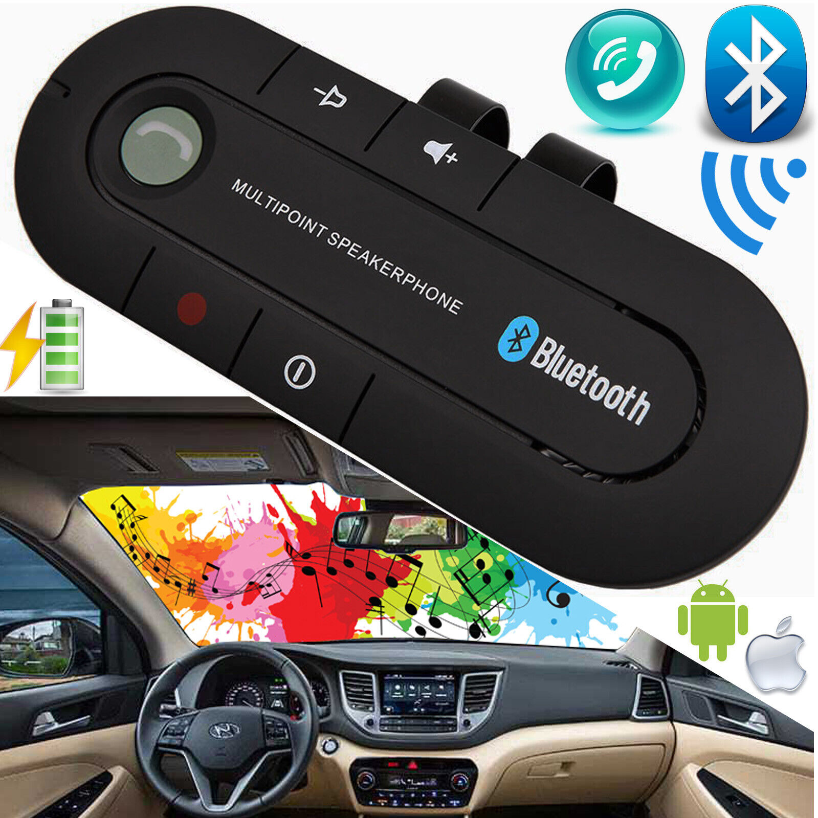 Universal Bluetooth Car Kit inalámbrico manos libres Altavoz Teléfono