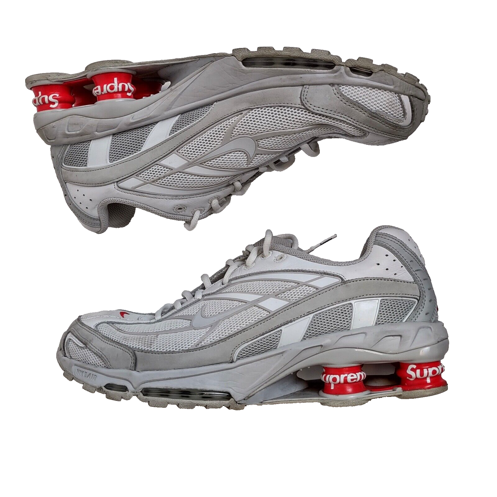 Nike Shox Ride 2 SP Supreme White Grey Platinum Red Sneakers Nike Shox Ride 2 SP Supreme White Grey Platinum Red Sneakers