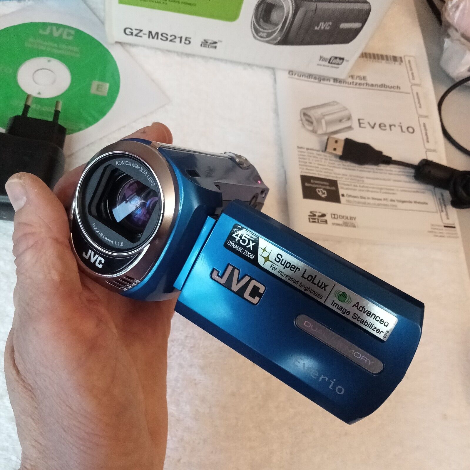 JVC GZ-MS215AE Everio Camcorder, Duel SD Card Slot -blue JVC GZ-MS215AE Everio Camcorder, Duel SD Card Slot -blue