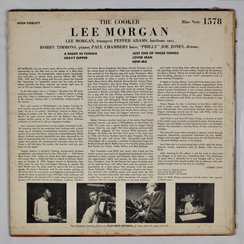 その他 LP Lee Morgan Cooker BN1578,BLP1578 BLUE NOTE /00260 LEE MORGAN - Lee Morgan - The Cooker LP (Tone Poet Vinyl