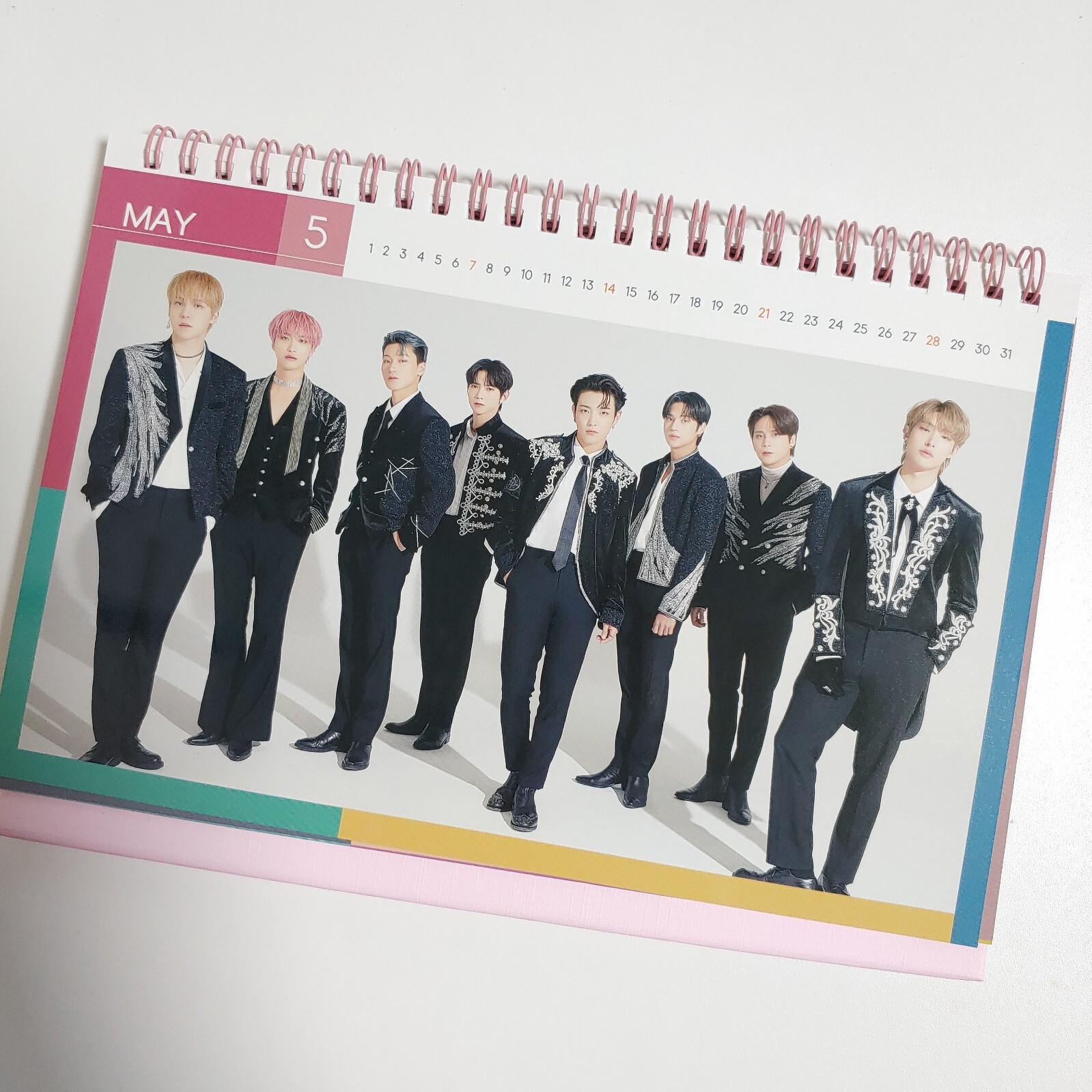 Ateez Photo Desk Calendar 2023 2024 Calender Pink + Sticker KPOP YUNHO