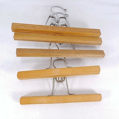 Hangers Wood Clamp Pants Skirt Mixed Colors Sizes Lot of 5
