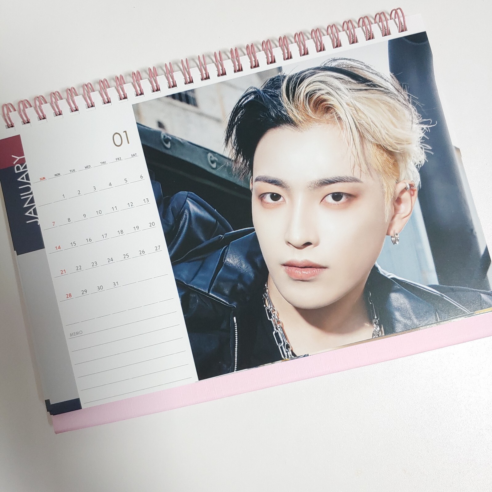 Ateez Photo Desk Calendar 2023 2024 Calender Pink + Sticker KPOP YUNHO