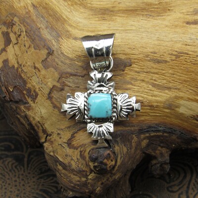 Sterling Silver Turquoise Four-Point Pendant By Running Bear Workshop