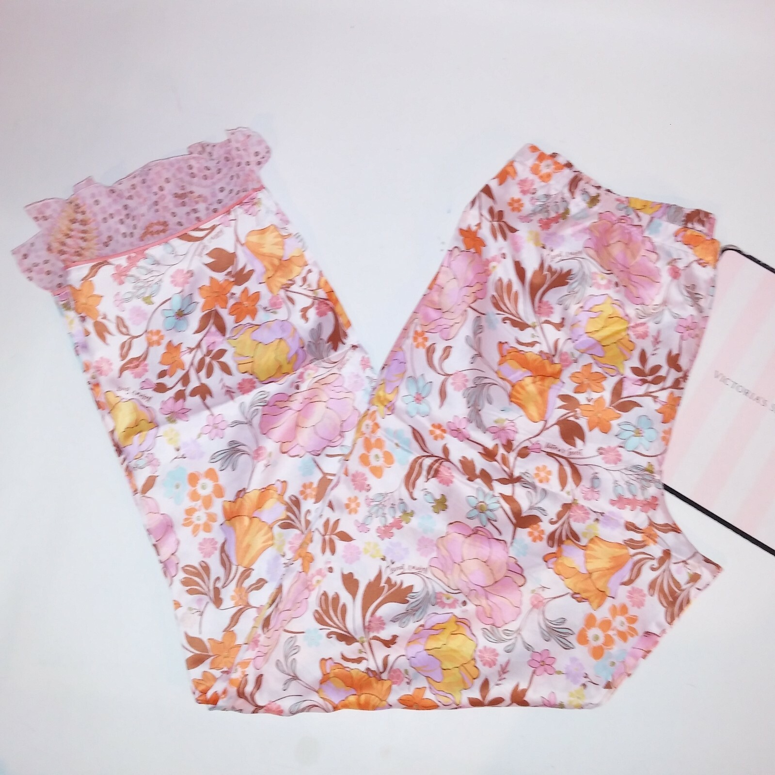 Victoria Secret Pajama Pants Medium Sleepwear Medium Satin Multicolor Ruffle