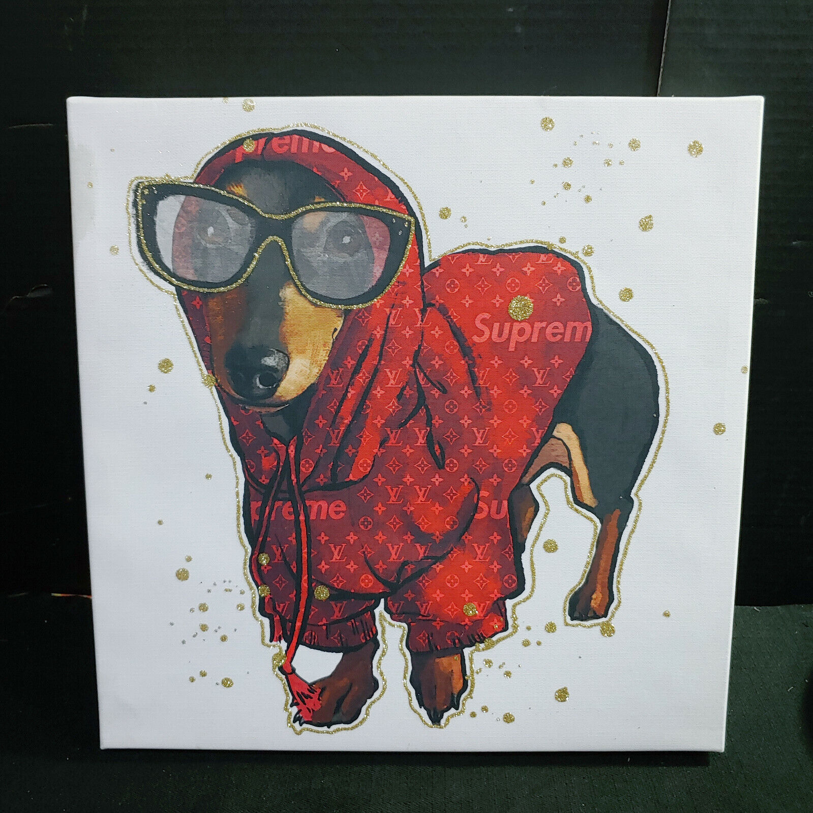 TJX Dachshund With Sunglasses And Hoodie Print On Canvas 16