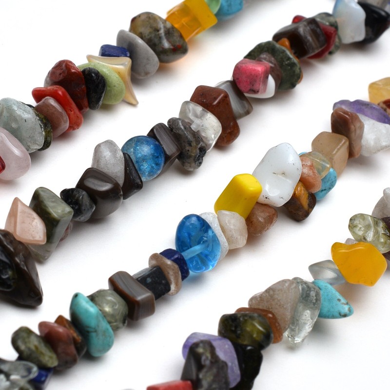 Mixed Variety Chip Beads 32” Strand 5~8mm Jewelry Making Bulk