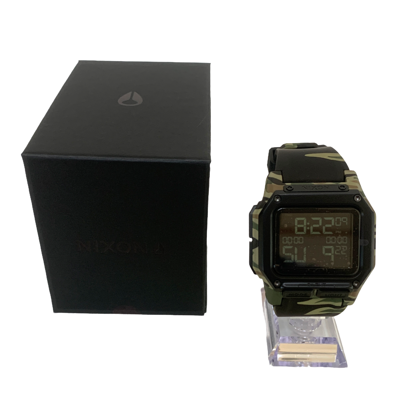 Pre-owned Nixon Regulus Men's Digital Watch Qz Military Camouflage Resin Silicone Band