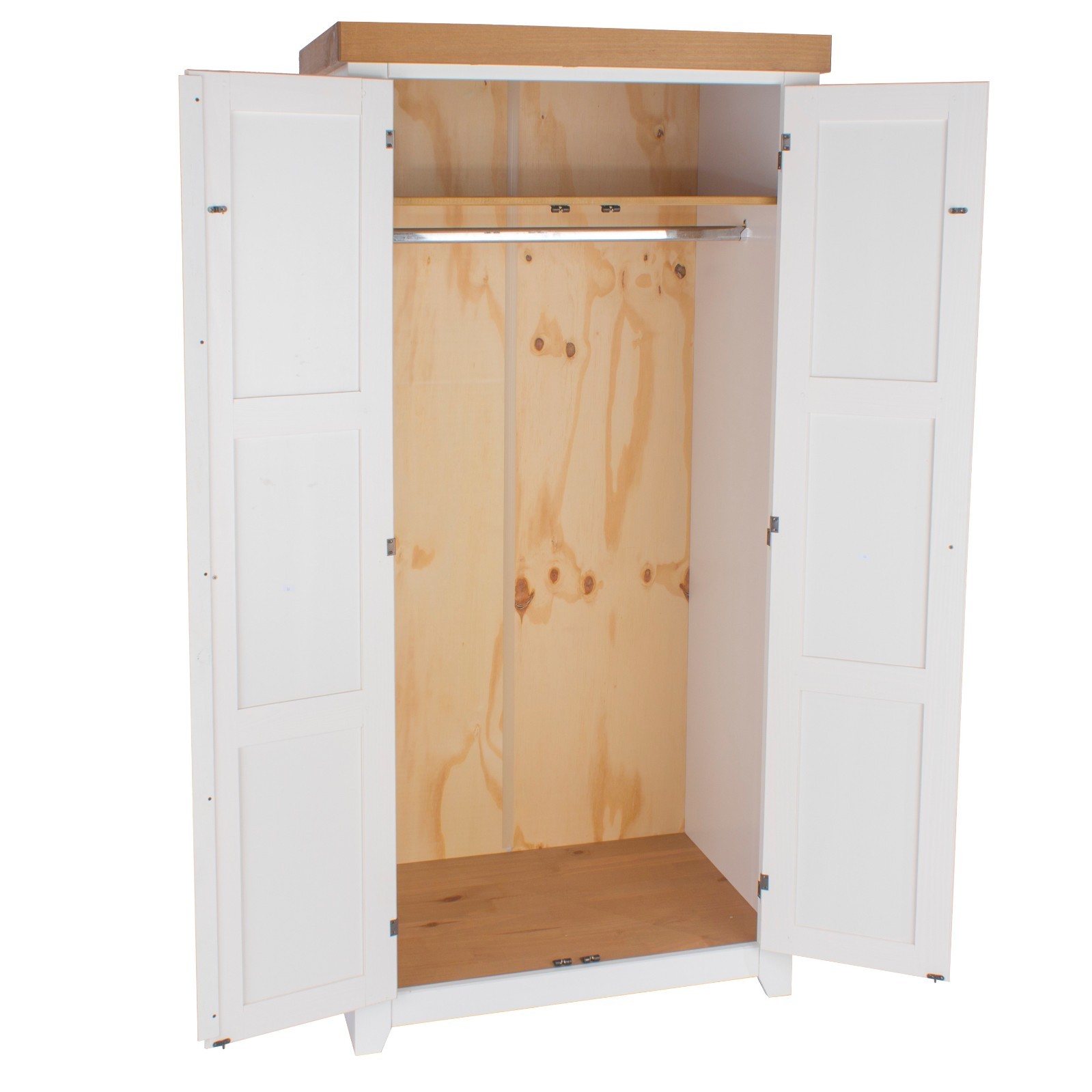 Avalon 2 Door Wardrobe With Shelving Solid Wood White Painted And