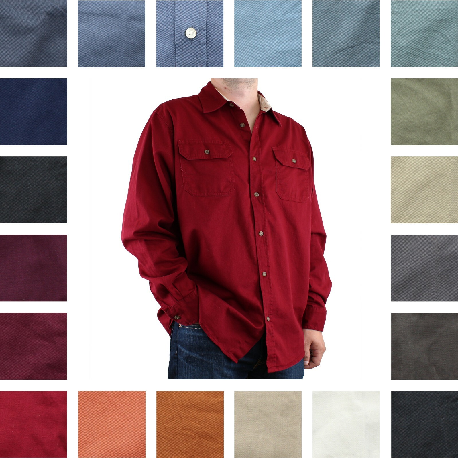 Wrangler Premium Men's Shirt Casual Long Sleeve Button Down 2 Pocket