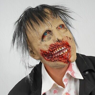 Scary Halloween Decaying Zombie Walking Dead Skull Realistic Eyes Latex Mask