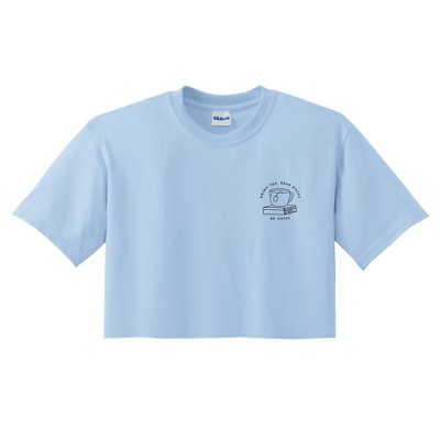 Drink Tea Read Books Be Happy Crop Top Pocket Cropped Club Cute Coffee Line Art
