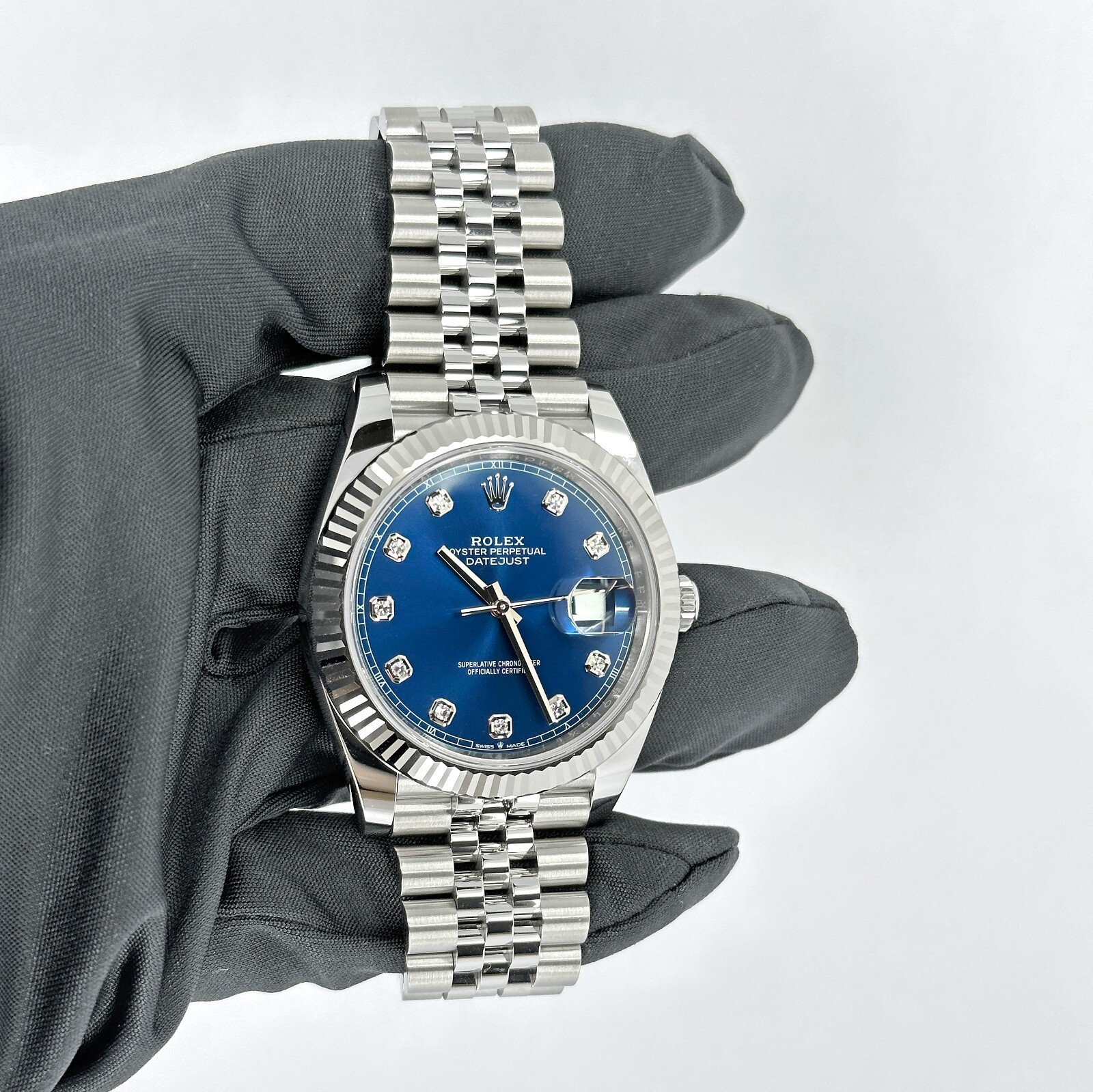 Pre-owned Rolex Datejust 41, Blue Diamond Dial, Jubilee, Ref 126334, Unworn Complete 2024