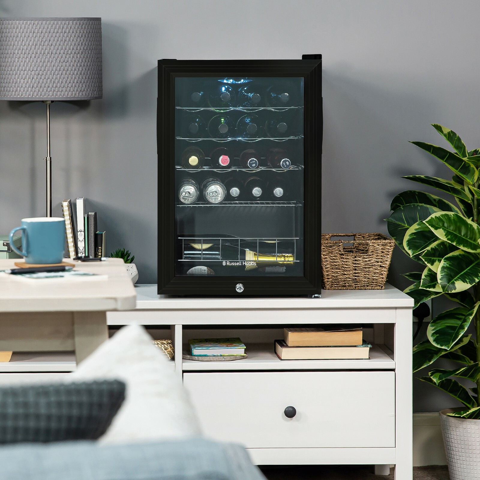 Russell Hobbs RHGWC4BLCK 62L Black Lockable Freestanding Wine & Drinks Cooler eBay