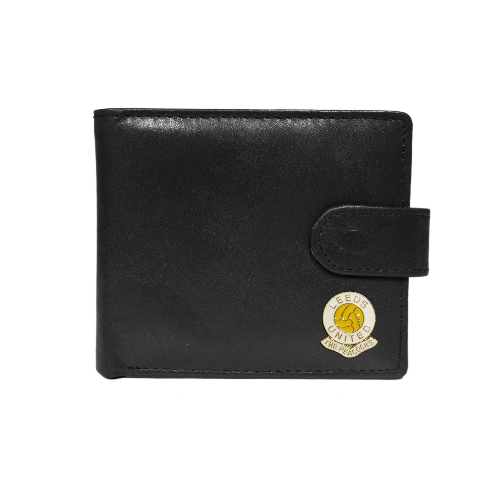 Leeds United football club black leather wallet with coin pocket, new