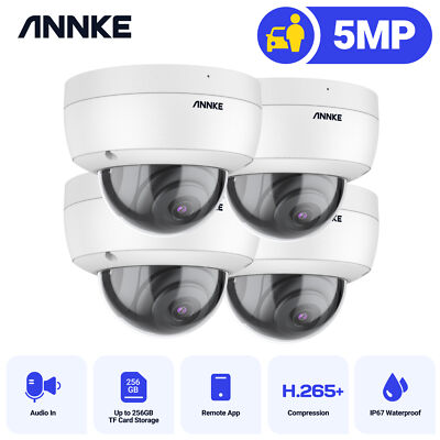 ANNKE 4pcs 5MP PoE Security IP Camera C500 Audio Recording Outdoor AI Detection