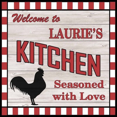 LAURIE'S Kitchen Welcome to Rooster Chic Wall Art Decor 12x12 Metal Sign SS86