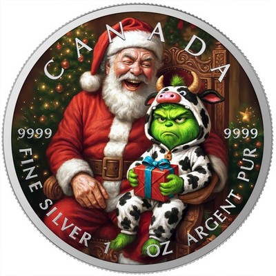 Canada 2025 Santa & Grinch Funny Christmas Gift 1 oz colorized silver coin 9999