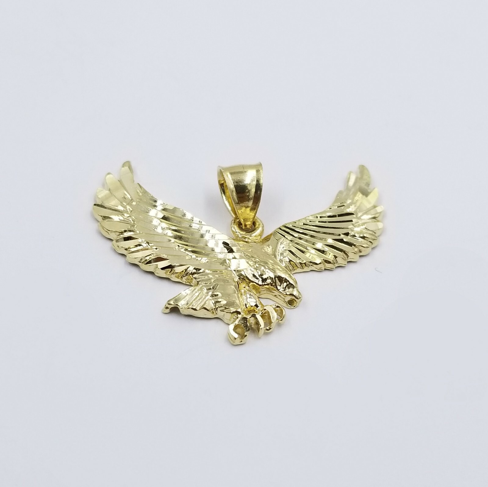 Pre-owned Globalwatches10 Real10k Yellow Gold Flying Eagle Charm Pendent Miami Cuban Chain 3mm 18 20 22 24