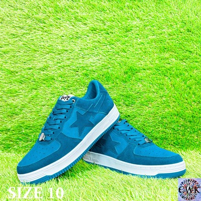 New DS A Bathing Ape Bapesta Low #3 M1 Suede Green 2022 Size 10 1170191008-GRN
