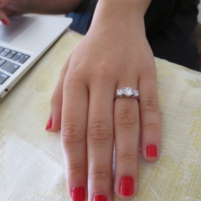 stones round cut manmade diamond engagement ring 14k solid white