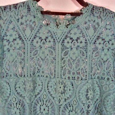 Lulus women's green sheer lace zip dress medium NWT