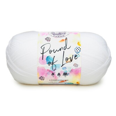 (1 Skein) Lion Brand Yarn 550-100 Pound of Love Yarn, White