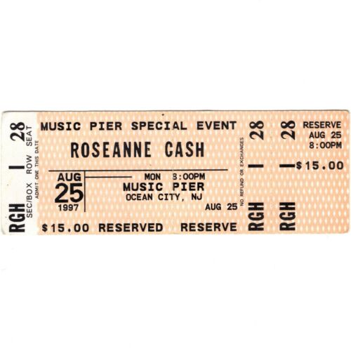  ROSEANNE CASH Autographed Concert Ticket Stub OCEAN CITY NJ 8/25/97 JOHNNY Rare