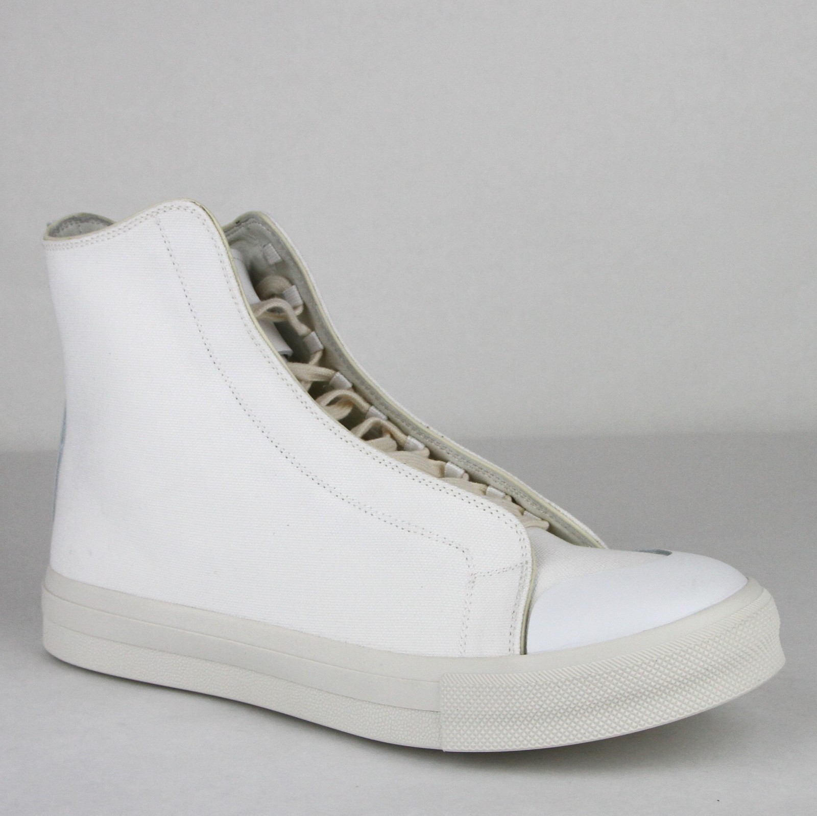 Pre-owned Alexander Mcqueen $480  Men's White/ivory Canvas Hi Top Sneaker 457297 9026