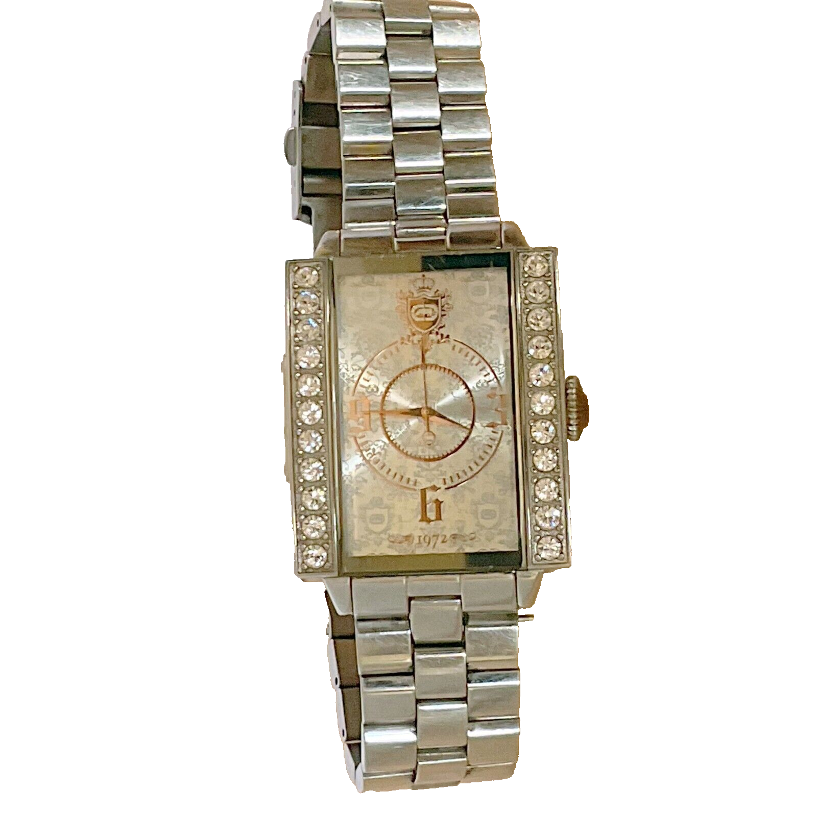 Marc Ecko Watch, 1972 Vintage Silver Dial, 00-829-1972 Square, Rhinestones Marc Ecko Watch, 1972 Vintage Silver Dial, 00-829-1972 Square, Rhinestones