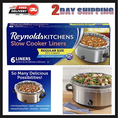 Reynolds Kitchens Slow Cooker Bags Liners Regular Fits 3-8 Quarts 6 Count