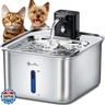 DownyPaws Cat Water Fountain Stainless Steel Wireless, 101 oz/3L FurSink Cordless Water Fountain for Cats, Battery Operated Cat Fountains for Drinking with Motion Sensor, Easy Clean, Metal
