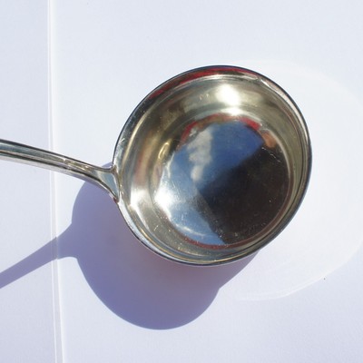 Vintage German Helmut Style Gebr Teiche Gebruder Soup Ladle 800 Coin Silver