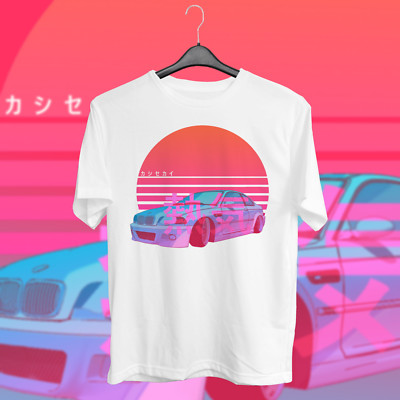 Nihon Sekai Synthwave Vaporwave Aesthetic Japanese  BMW E46 Tee Shirt