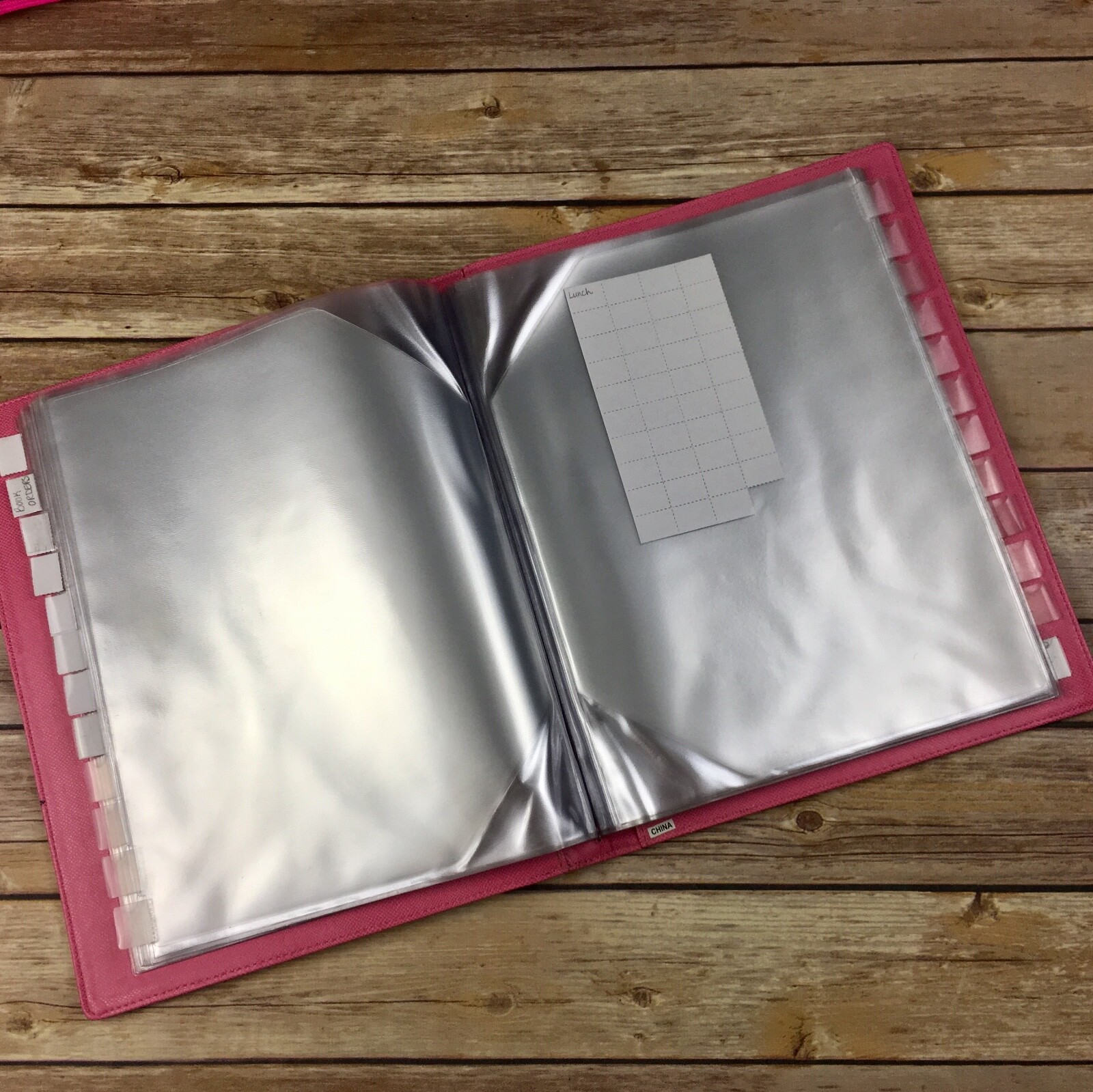 MomAgenda Kitchen Folio Pink Faux Leather Cover Clear  Inserts