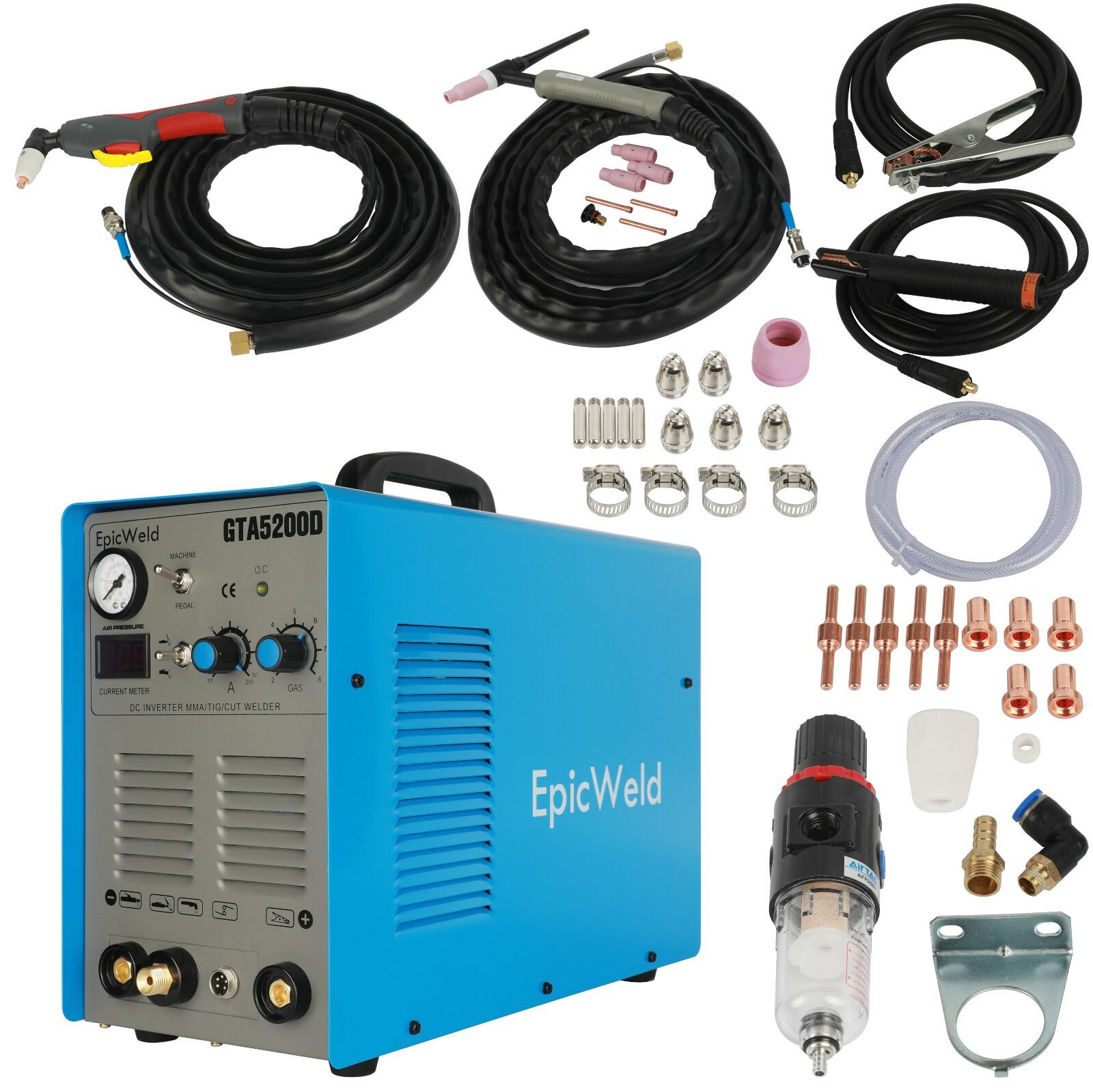 50 Amp Plasma Cutter 200 Amp Tig & Arc Welder Multi Function Foot Pedal Included