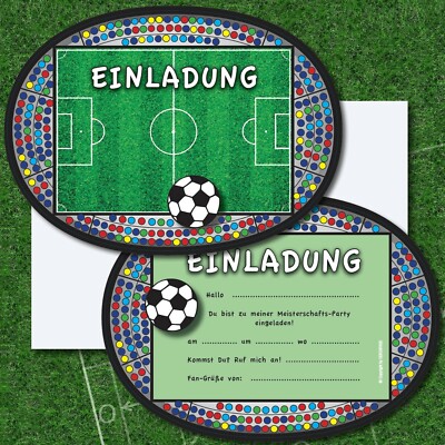 EINLADUNGSKARTEN FUSSBALL - Kindergeburtstag Kinder Party Fußball Einladungen